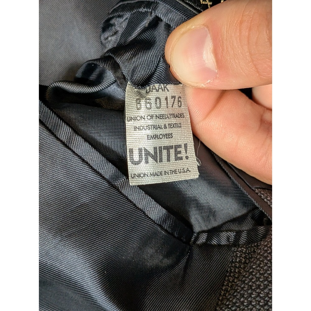 Hart Schaffner Marx Mens 2 Piece Suit Gray 46L 40x30 Union USA Made Wool Regular - Picture 7 of 16